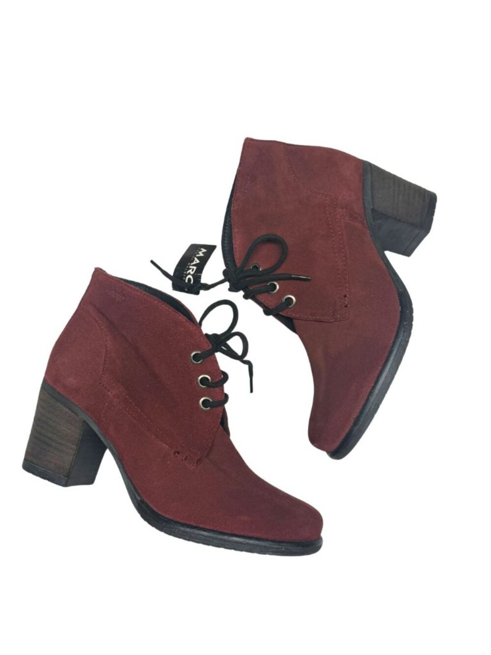 NWT MARC Germany "Art of Walking" Burgundy Suede Ankle Boots – Size 38